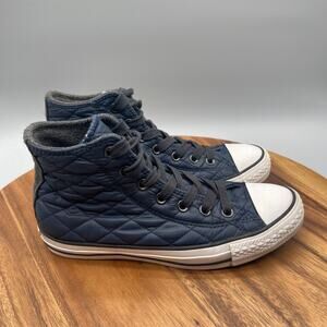 Converse All Star Shoes Womens Size 7.5 HI Tops Pleaded Navy Quilted Casual
